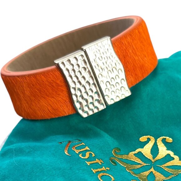 Rustic Cuff HALEY Calfhair Magnetic Leather Wrap Cuff Bracelet - Picture 1 of 5